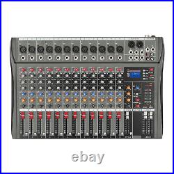 12 Channel Sound Audio Mixer Bluetooth USB DJ Live Studio Mixing Console Amplifi