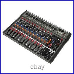 12 Channel Sound Audio Mixer Bluetooth USB DJ Live Studio Mixing Console Amplifi