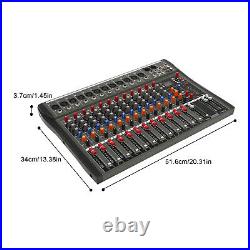 12 Channel Sound Audio Mixer Bluetooth USB DJ Live Studio Mixing Console Amplifi