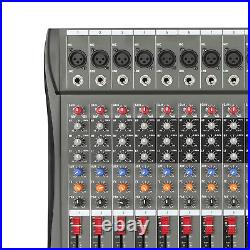 12 Channel Sound Audio Mixer Bluetooth USB DJ Live Studio Mixing Console Amplifi