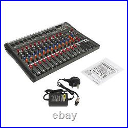 12 Channel Sound Audio Mixer Bluetooth USB DJ Live Studio Mixing Console Amplifi