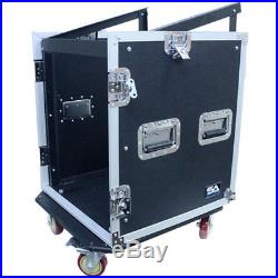 12 Space Rack Case with Slant Mixer Top and Casters Amp Effect PA/DJ Pro Audio