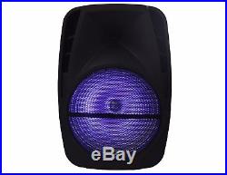 2 15 Rechargable Battery Powered PA/DJ Speaker Bluetooth USB/FM RGB + 2 Stand