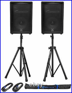 (2) JBL Pro JRX212 12 2000w Passive 8 Ohm PA/DJ Speakers+Stands+Cables JRX 212