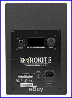 (2) KRK RP5-G4 Rokit Powered 5 Studio Monitors+Headphones+Condenser Mic+Cables