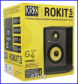 (2) KRK RP5-G4 Rokit Powered 5 Studio Monitors+Headphones+Condenser Mic+Cables