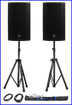 (2) Mackie Thump12A THUMP-12A 12 1300w Powered DJ PA Speakers+Stands+Cables+Bag