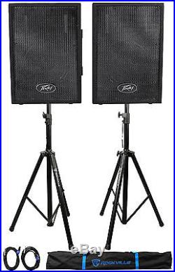 (2) Peavey PVI10 10 2-Way PA Speakers + (2) Stands + (2) Cables+Bag