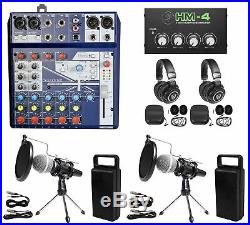 2 Person Podcasting Podcast Kit Soundcraft Mixer+Headphones+Mic+Stand