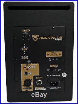 (2) Rockville APM6B 6.5 350w Studio Monitors+Stands+Pads+Headphones+Mic+Shield