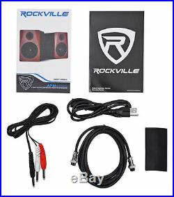 (2) Rockville APM6B 6.5 350w Studio Monitors+Stands+Pads+Headphones+Mic+Shield