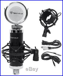 (2) Rockville ASM5 5 200W Studio Monitors+Stands+Pads+Headphones+Mic+Shield