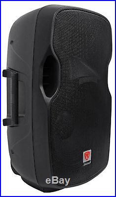 2 Rockville BPA15 15 Powered 800W DJ PA Speakers w Bluetooth+Stands+Cables+Bag