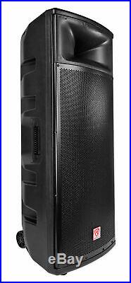 (2) Rockville BPA225 Dual 15 Powered 1500w Pro DJ PA Speakers w Bluetooth+TWS