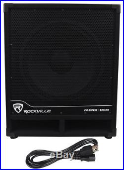 (2) Rockville RPG12 12 Powered PA Speakers+Active 15 Subwoofer+Stands+Cables