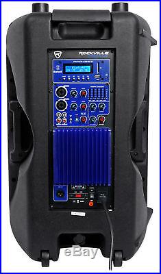 (2) Rockville RPG15BT 15 Powered DJ PA Speakers BlueTooth, USB, SD 2000w