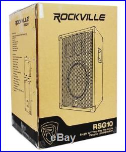 (2)Rockville RSG10 10 400 Watt 2Way 8-Ohm Passive DJ PA Speaker +Stands +Cables