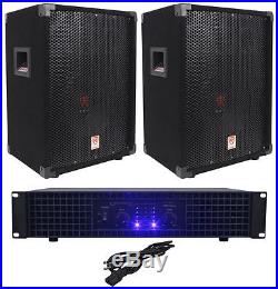 2 Rockville RSG10 10 PA Speakers+Technical Pro AX1200 1200w Power DJ Amplifier