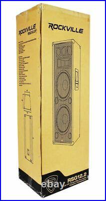 (2) Rockville RSG12.2 Dual 12 2000 Watt 3Way 4-Ohm Passive DJ/Pro Audio Speaker