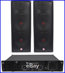 2 Rockville RSG12.28 Dual 12 2000W PA Speakers+Rockville RPA9 DJ Amplifier Amp