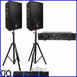 2 Rockville RSG12.4 12 1000w DJ Speakers+RPA5 1000w Amplifier+Stands+Cables+Bag