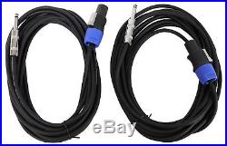 (2) Rockville RSG15 15 3-Way 1500 Watt 8-Ohm DJ PA Speaker +Stands +Cables
