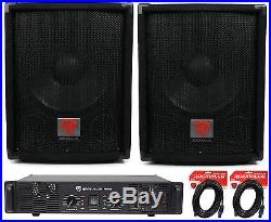 (2) Rockville SBG1128 12 1200W Pro DJ Subwoofers + RPA5 1000w Amplifier+Cables