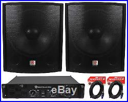 (2) Rockville SBG1188 18 2000W Pro DJ Subwoofers + RPA9 3000w Amplifier+Cables