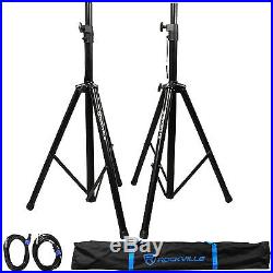 2 Rockville SPG88 8 Passive 800W DJ PA Speakers 8 Ohm 2 Stands+2 Cables+Case
