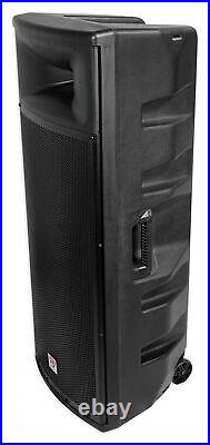 (2) Rockville SPGN258 Dual 15 3000w 8-Ohm DJ PA Speakers+6000w Powered Mixer