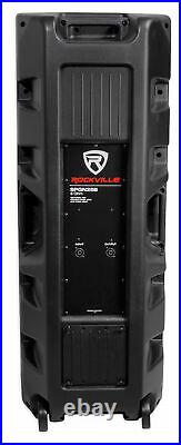 (2) Rockville SPGN258 Dual 15 3000w 8-Ohm DJ PA Speakers+6000w Powered Mixer
