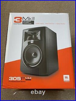2 X JBL 305P MKII Monitor Speakers (pair) Boxed With 2 X Extra Long XLR Cables