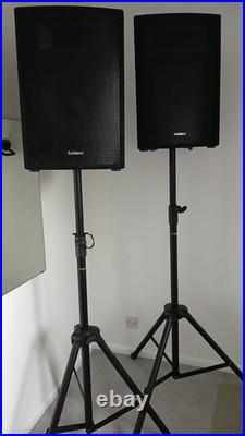 2 x SubZero C12A Active Powered PA Speakers + Proel Heavy Duty Stands