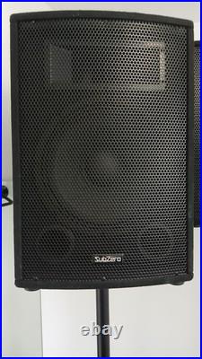 2 x SubZero C12A Active Powered PA Speakers + Proel Heavy Duty Stands