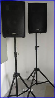 2 x SubZero C12A Active Powered PA Speakers + Proel Heavy Duty Stands