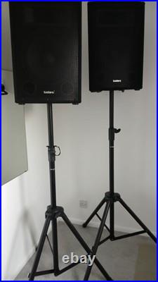 2 x SubZero C12A Active Powered PA Speakers + Proel Heavy Duty Stands