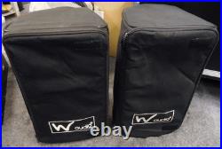 2 x W Audio PSR 8A Powered Speakers Pair 150rms 2 Way Covers Bags Active PA Used