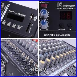 2000Watts 10 Channel Professional Powered Mixer power mixing Amplifier Amp 16DSP