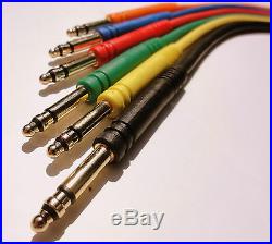 24 New Gold TT Bantam 24 Quad Core Patch Cables Cords 2 Foot Leads 4 Conductor