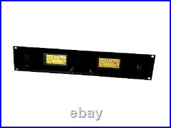 2U 19' inch rack mounted VU meters. Custom vintage look with XLR audio inputs