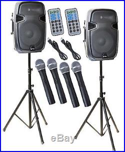 2x Ignite Pro 15 Speaker DJ PA System Rechargeable Bluetooth 4000W