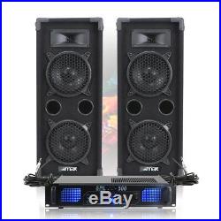2x MAX 2 x 6 Speakers EQ Power Amplifier Cables Bedroom DJ Disco Party 1200W