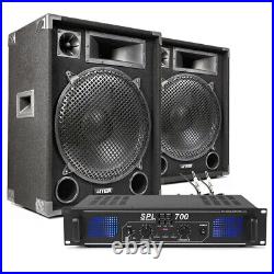 2x Max 15 PA Speaker and Amp Party DJ Band Complete Sound System 2000W UK Stock