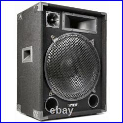 2x Max 15 PA Speaker and Amp Party DJ Band Complete Sound System 2000W UK Stock