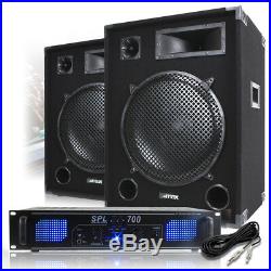 2x Max 15 PA Speaker and Amp Party Disco DJ Band Complete Sound System 2000W