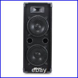 2x Max 2 x 8 PA Disco Speakers Amplifier + Cables Mixer Party System 1600W
