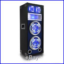 2x Skytec Dual 10 Inch Blue LED PA Speakers Party DJ Sound System Package 1600W
