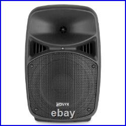 2x VPS082 Active PA Speakers 8 DJ Disco Sound System with Microphone & Cables