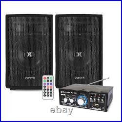 2x Vonyx SL6 6 DJ Speakers + Amplifier + Cables Home Stereo Sound System 250W