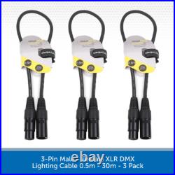 3 Pack Stagecore Male to Female XLR DMX 120? Lighting Cable Leads 0.5m-30m